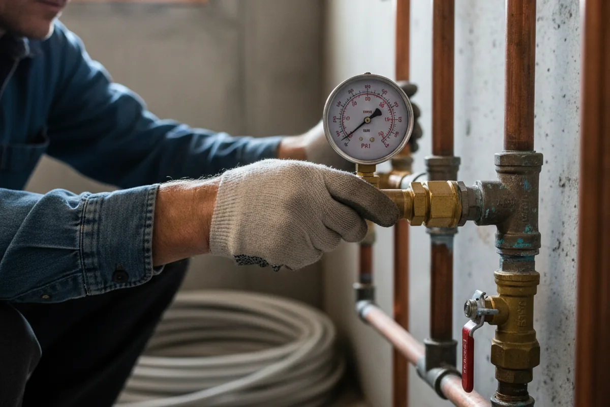 Pressure testing a repaired line during Water Line Repair in Dunlevy
